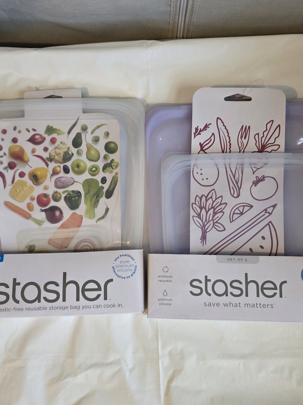 Stasher Reusable Silicone Food Storage Bags - Light Lavender And Clear (3 Total)